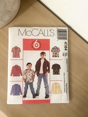 McCall’s 4164 Boys’ Children’s Easy Shirt Sewing Pattern Sizes 7–12